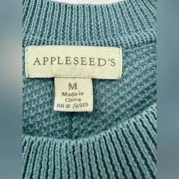 Appleseed Linen Cotton Seedstitch Front Patch Pocket Blue Size Medium - Picture 5 of 8